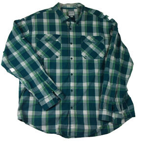 Heybo Outdoors Button‎ Down Shirt Long Sleeve Vented Green Plaid Mens XXL